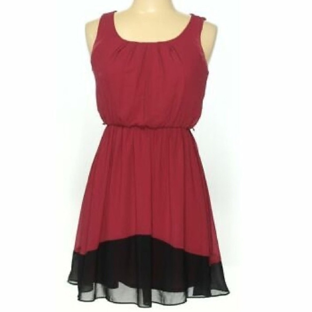 Iz Byer Red and Black Sleeveless Sundress